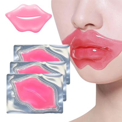 Nielies 24K Golden Hydrating Lip Mask Patches, Korean Skincare, Plumping Treatment, 30 Pieces (Pink (B))