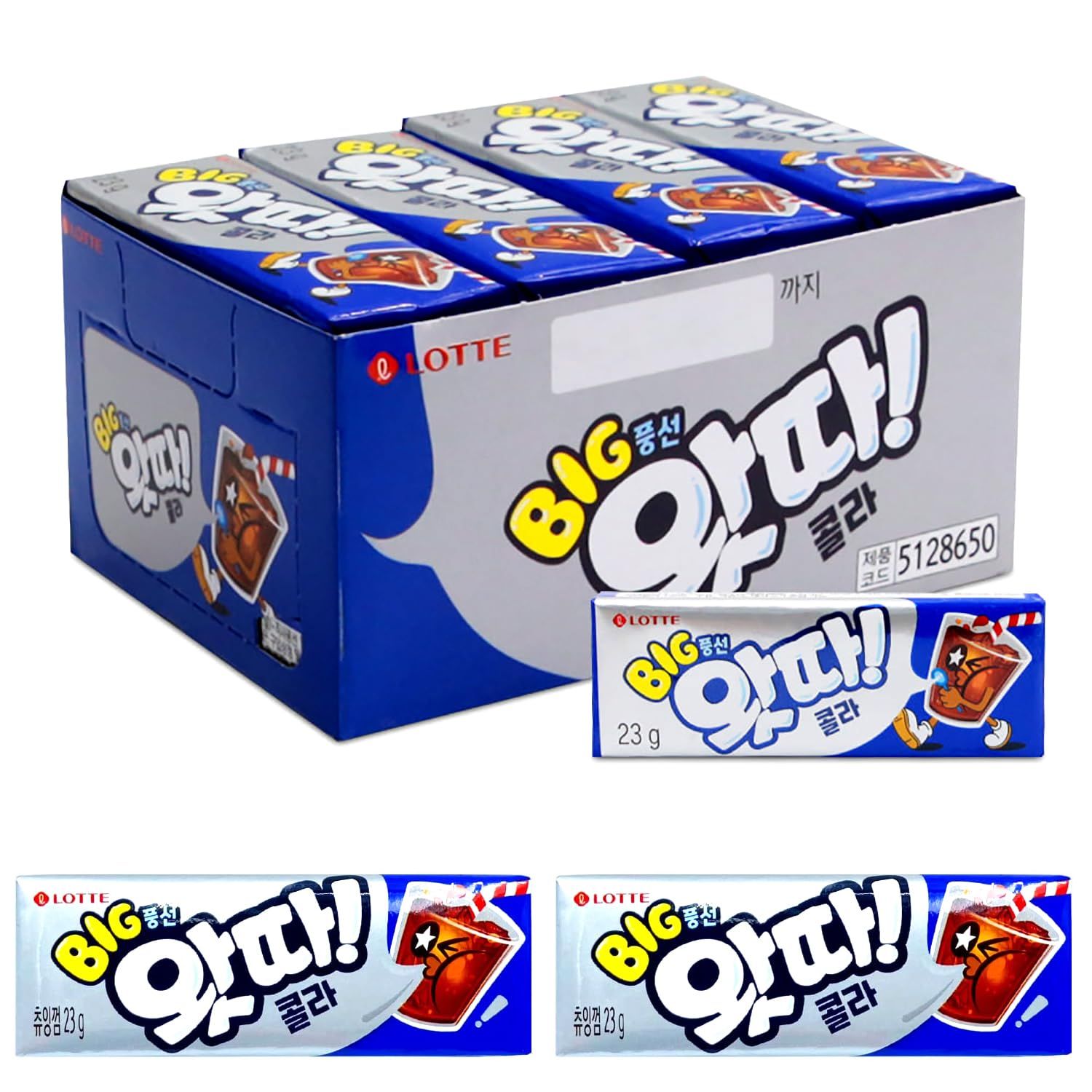 LENITH K-Food Korean Lotte Bubble Gum Cola Chewy Flavored Bubble Gum Packs 23g x 16 Count