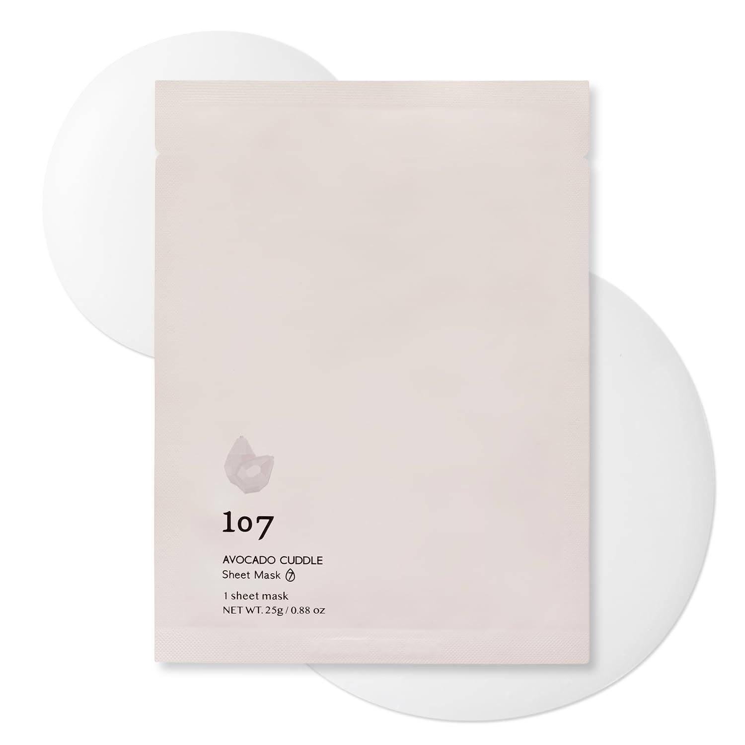 107 Avocado Face Mask, Pack of 5 Sheets, Infused with Avocado &amp; Niacinamide, Nourishing &amp; Moisturizing for Dry, Sensitive Skin, Korean Skincare, 0.88oz (25g) per Sheet