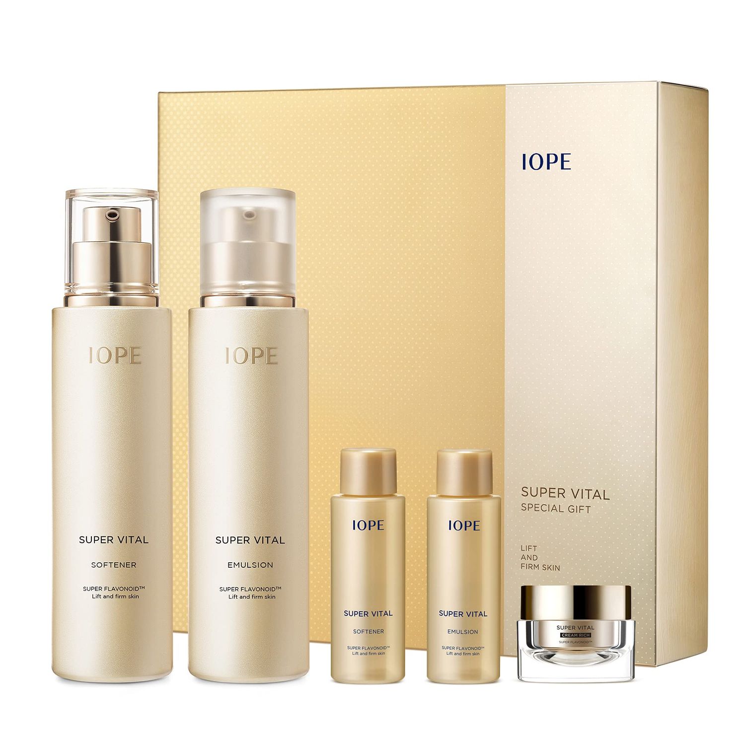 IOPE Super Vital Skin Care Set - Luxury Korean Skincare Gift Set for Anti Aging, Including Face Toner, Lotion and Moisturizer for Wrinkle Care - Facial Care Kit for All Skin, for Hydration &amp; Lifting