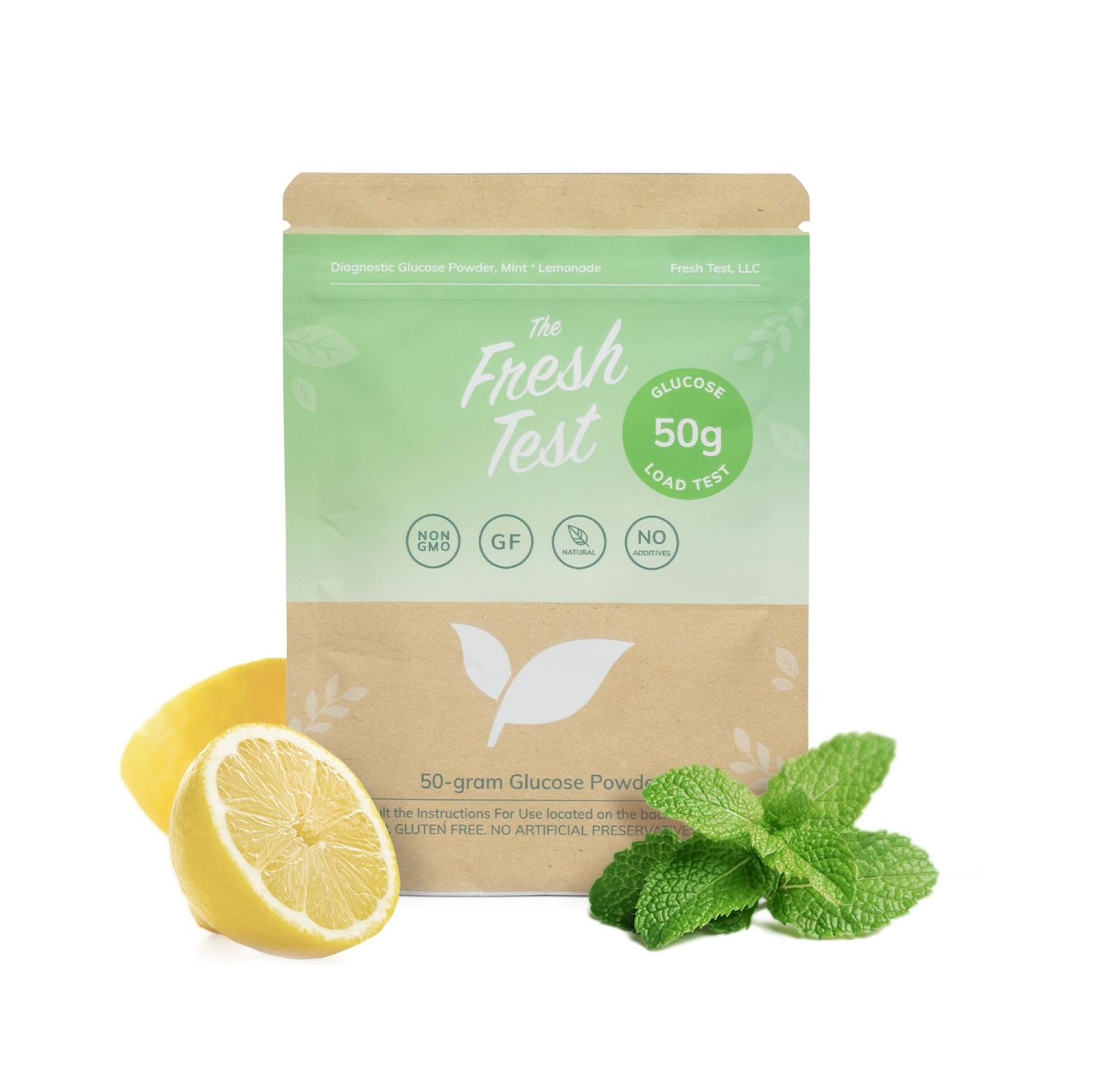 The Fresh Test, 50-gram Powder Drink Mix Additive-Free, Non-GMO, Organic Ingredients Mint Lemonade