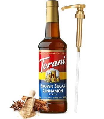 Brown Sugar Cinnamon Syrup for Coffee 25.4 Ounces Coffee Flavoring Torani Brown Sugar Syrup with Little Squirt Coffee Syrups Pump