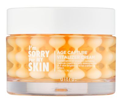I&#39;M SORRY FOR MY SKIN Age Capture Facial Cream, Korean Skin Care Moisturizer for Face and Neck with Hyaluronic Acid, Anti-Aging, Wrinkle Gel-Cream for Women (Yellow - Vitalizer Cream, 1.76 oz)