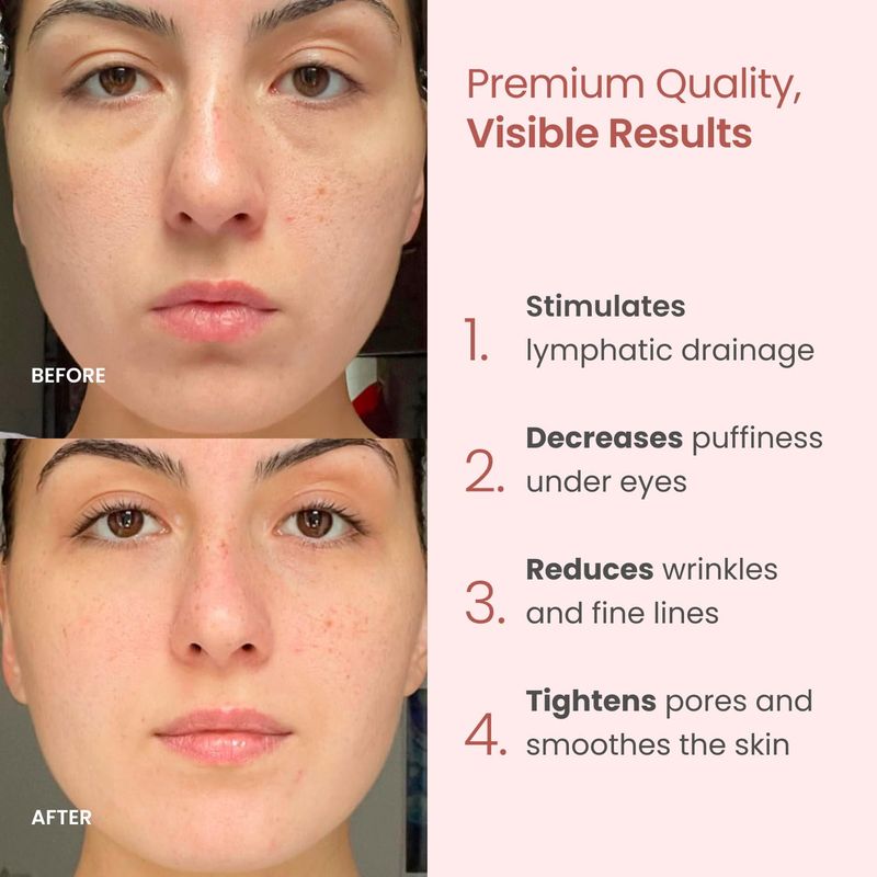 PLANTIFIQUE Face Roller and Gua Sha Rose Quartz Certified Gifts Guasha Tool for Face Jawline Shaper Your Skin Care Routine