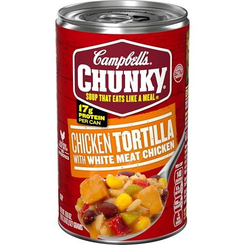 Campbell&#39;s Chunky Soup, Chicken Tortilla Soup with Grilled White Meat Chicken, 18.6 Oz Can