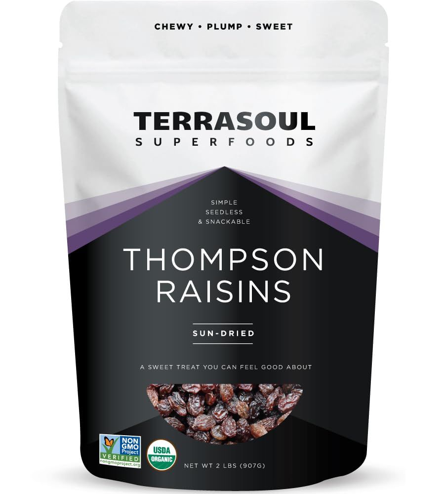Terrasoul Superfoods Organic Raisins, 2 Lbs - Seedless No-Sugar Added No Preservatives