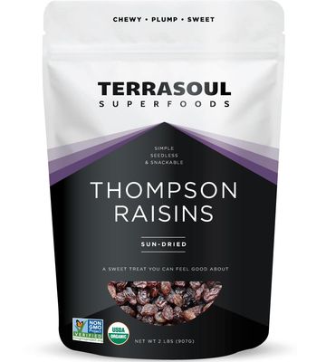 Terrasoul Superfoods Organic Raisins, 2 Lbs - Seedless No-Sugar Added No Preservatives