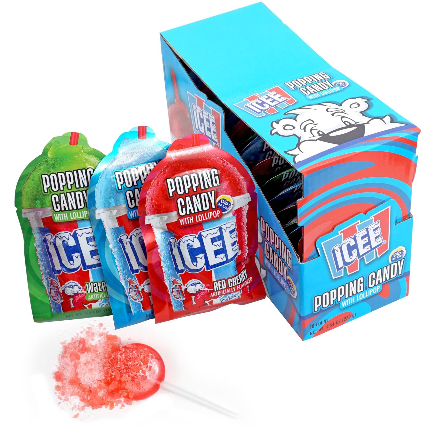 Ice Popping Candy with Lollipop, 18 Pack