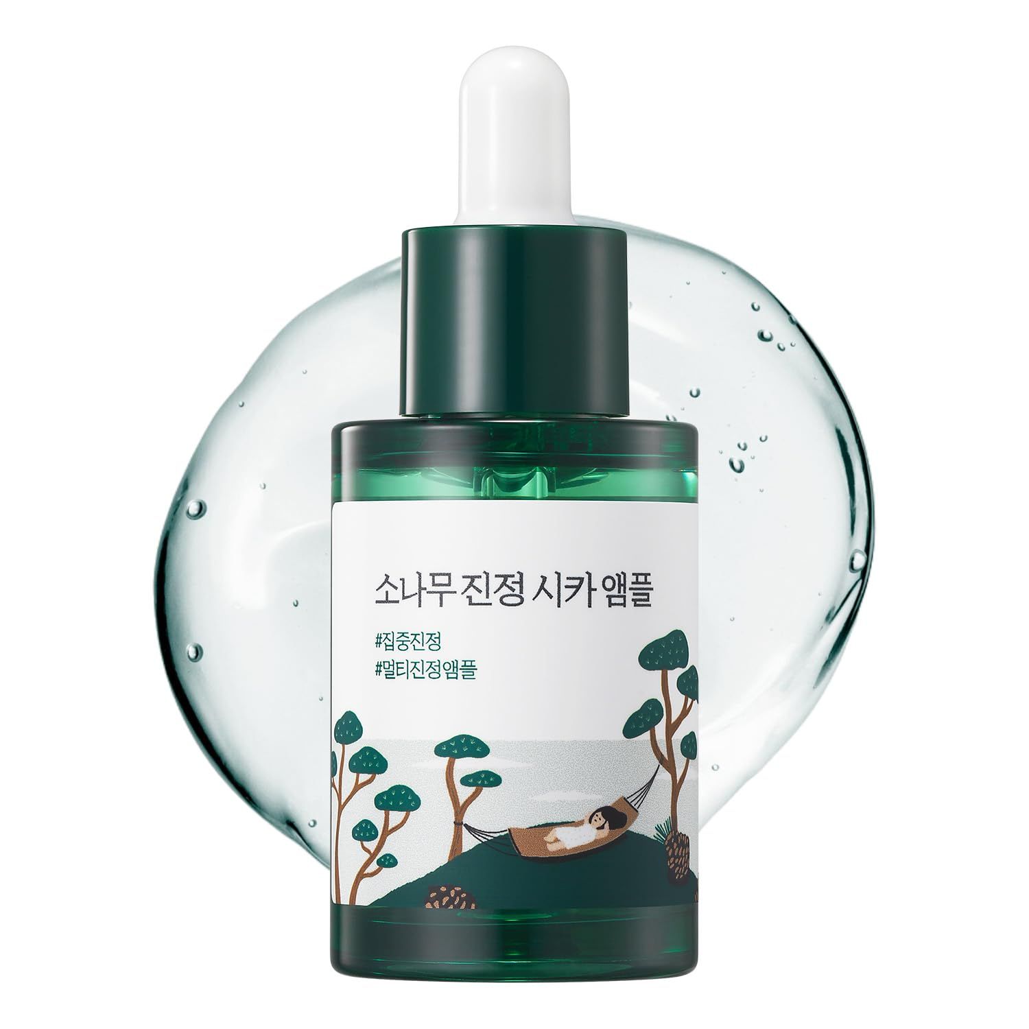 ROUND LAB Pine Calming Cica Ampoule 1.01 Fl Oz, Hydrating and Soothing Serum with Pine Cica and Hyaluronic Acid for Skin Barrier Strengthening, Gentle Exfoliation, and Deep Moisture, Korean Skincare