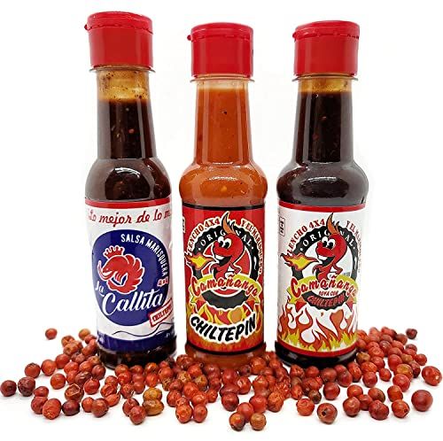 ( 3 pack ) La Callita, La Camananga Roja y Negra Salsa La Callita Seafood Sauce La Original by Lencho 4x4 and Marisquero from Guasave Sinaloa, 5 oz.