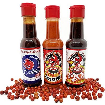 ( 3 pack ) La Callita, La Camananga Roja y Negra Salsa La Callita Seafood Sauce La Original by Lencho 4x4 and Marisquero from Guasave Sinaloa, 5 oz.