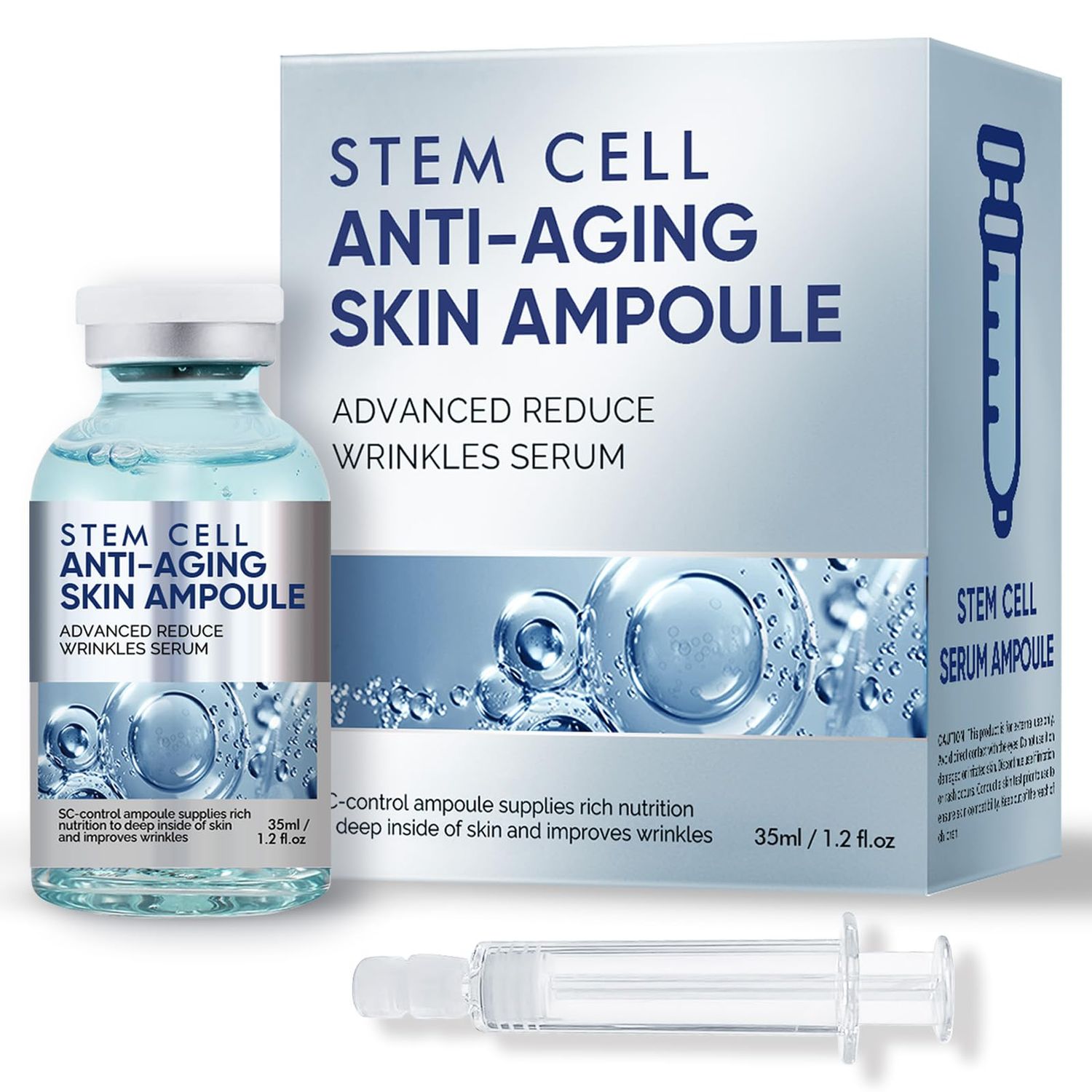 Stem Cell Serum for Face, Microneedling Serum, Stem Cell Solution Ampoule to Use with and without Micro Needling, Anti Aging &amp; Smooth Wrinkles 1.2 oz