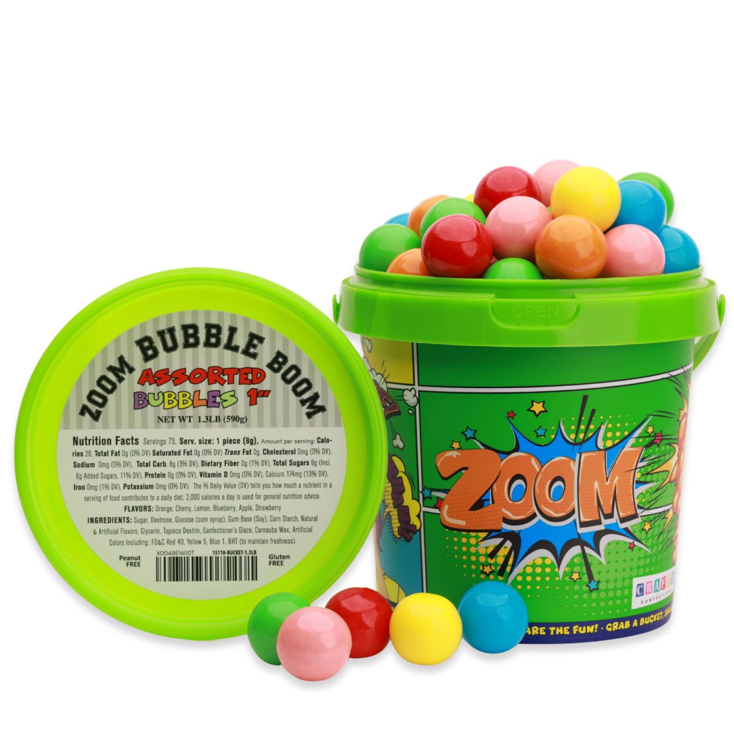 Gumballs for Kids- 1 Inch Large Double Bubble Gumballs in Bucket - Baseball Chewing Gum Assorted Fruit Flavored Bubble Gum for Gumball Machine - Sweet Gum Balls in Bulk 1.3 Lb