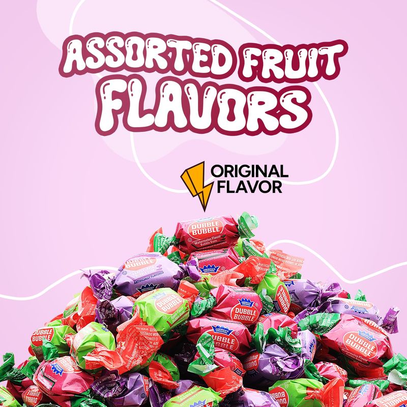 Bubblegum - 12 OZ Bag - Chewing Gum for Kids- Grape, Apple, Watermelon - Individually Wrapped - Great for Party Favors, Goody Bags, Pinata Stuffer