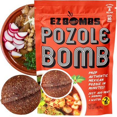 EZ Bombs Pozole Bomb Seasoning, Pack of 2 - Authentic Mexican Soup Mix for Traditional Pozole, Made with Real Chiles, Herbs &amp; Spices for Quick and Flavorful Meals