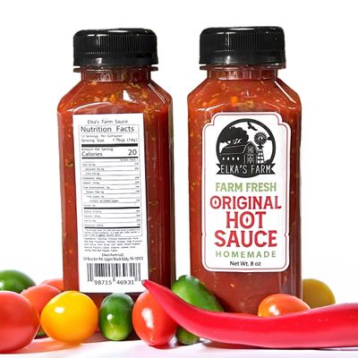 Elkas Farm Original Hot Sauce - Artisan Mild Spicy Sauce for Meat, Tacos &amp; More - Organic &amp; Fermented - Natural 8oz Small Batch Gourmet Hot Sauce - No Preservatives
