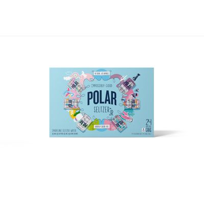 Polar Seltzer Jr Variety Pack, 7.5 fl oz cans, 24 pack, Six Flavors, Mini Cans, No Sugar, No Sweeteners
