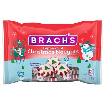 Brach.candy Peppermint Nougats Christmas 11oz Bag, Individually Wrapped Bulk Peppermint Candy, Nougat Christmas Bulk Holiday Candy for Mother&#39;s Day &amp; Stocking Stuffers and Holiday Treats