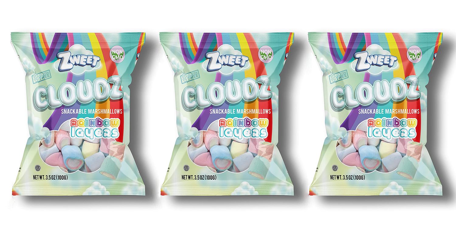 Zweet Cloudz Snackable Marshmallows Rainbow Layers - Fat-Free, Gluten-Free Kosher, Halal Marshmallows 3.5 Ounce (Pack of 3)