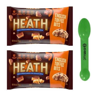 Heath English Toffee Baking Bits 8 oz Bags (Pack of 2) - (EH95 LLC 2 in 1 Measuring Spoon Included)