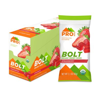 PROBAR - Bolt Organic Energy Chews, Strawberry, Non-GMO, Gluten-Free, USDA Certified Organic, Healthy, Natural Energy, Fast Fuel Gummies with Vitamins B &amp; C (12 Count)