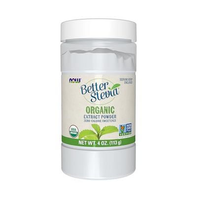 NOW Foods BetterStevia Organic Zero-Calorie Extract Powder, Keto Friendly, Suitable for Diabetics, No Erythritol, 4-Ounce