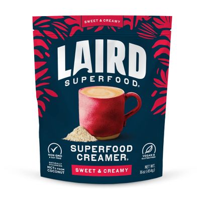 Laird Superfood Non-Dairy Superfood Creamer - Coconut Powder Coffee Creamer - Sweet &amp; Creamy - Gluten Free, Non-GMO, Vegan - 16 oz. Bag, Pack of 1