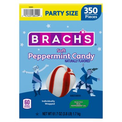 Brach&#39;s Soft Peppermint Candy, Individually Wrapped Pieces, 61.7 oz Carton (350 Pieces)