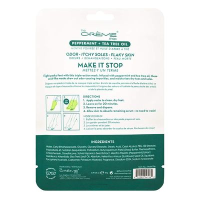 The Crme Shop Refresh & Replenish Foot Mask, Peppermint and Tea Tree Foot Mask for Itchy Feet Relief, Antibacterial Foot Mask Made in Korea, Natural Foot Deodorizer