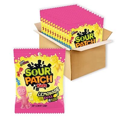 SOUR PATCH KIDS Lemonade Fest Soft &amp; Chewy Candy, Bulk Candy, 12-3.61 oz Bags