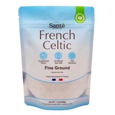 Sante French Sea Salt Fine Ground - 1.1lb (18oz) Unrefined Organic French Sea Salt From the Celtic Sea, Rich in 82 Minerals Salt, 100% Natural &amp; Hand Harvested