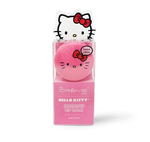 The Crme Shop x Sanrio Hello Kitty Macaron Lip Balm (Hello Kitty Icing On The Cake) Korean Cute Scented Pocket Portable Soothing Advanced Must-Have on-the-go