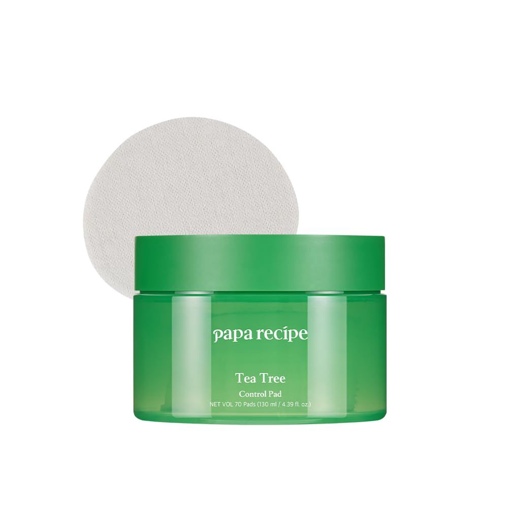 Papa Recipe Tea Tree Control Pad 70pads, Dual-Textured Facial Toner Pads for Exfoliation and Pore Care, Improve Skin Texture, Korean Skincare