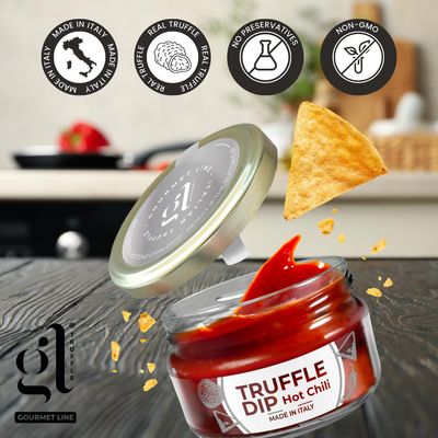 GL Truffle GOURMET LINE Truffle Hot Chili Dip, Gourmet Flavor Fusion, 6.7 oz - Spicy Gourmet Dip for Chips, Tacos and Tortillas, Truffle Hot Sauce