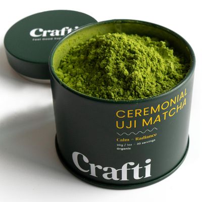 Crafti Ceremonial Grade Organic Matcha Powder (30g/1oz), Sugar-Free Daily Matcha Green Tea from Kyoto Uji, for Calm Focus, Jitter-Free Energy and Barista-Grade Lattes (30 Servings)