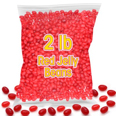 Fave Reds Jelly Beans - 2LB Bulk Pack of Candy - Mother&#39;s Day Candy Fruity Flavor Bulk - Perfect for Parties, Birthdays, Special Events, Comes in a Resealable Bag