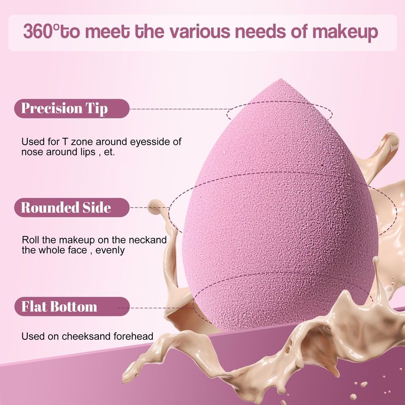 Makeup Sponge Set BS-MALL Triangle Puff 14 Pcs for Liquid, Cream, and Powder, Multi-colored Makeup Sponges and Mini Sponge (A-Purple)