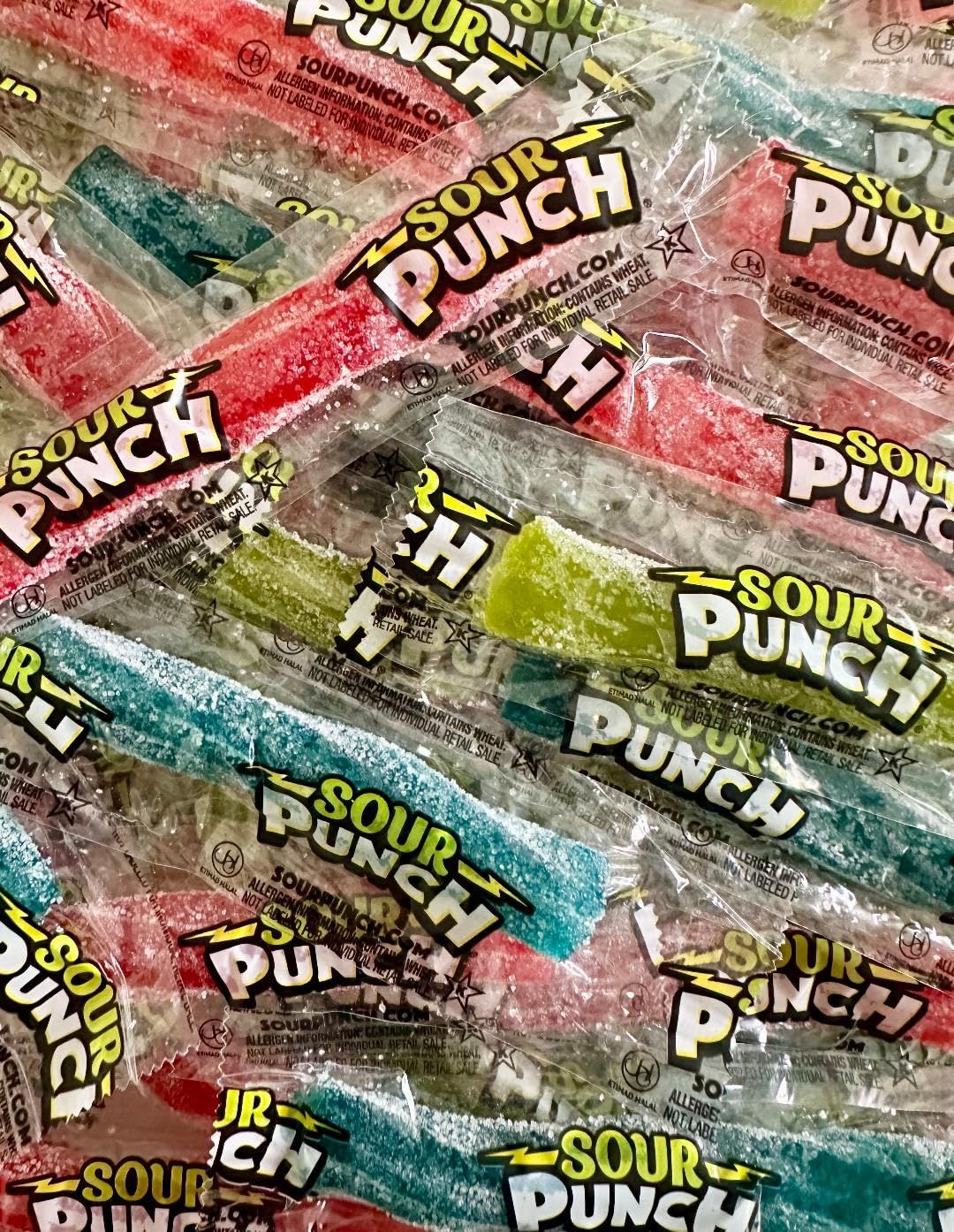 Sour Punch Twists - 4 lbs. of Sour Candy - 4 Fruit Flavors Individually Wrapped - bagged in Resealable Stand-Up bag.