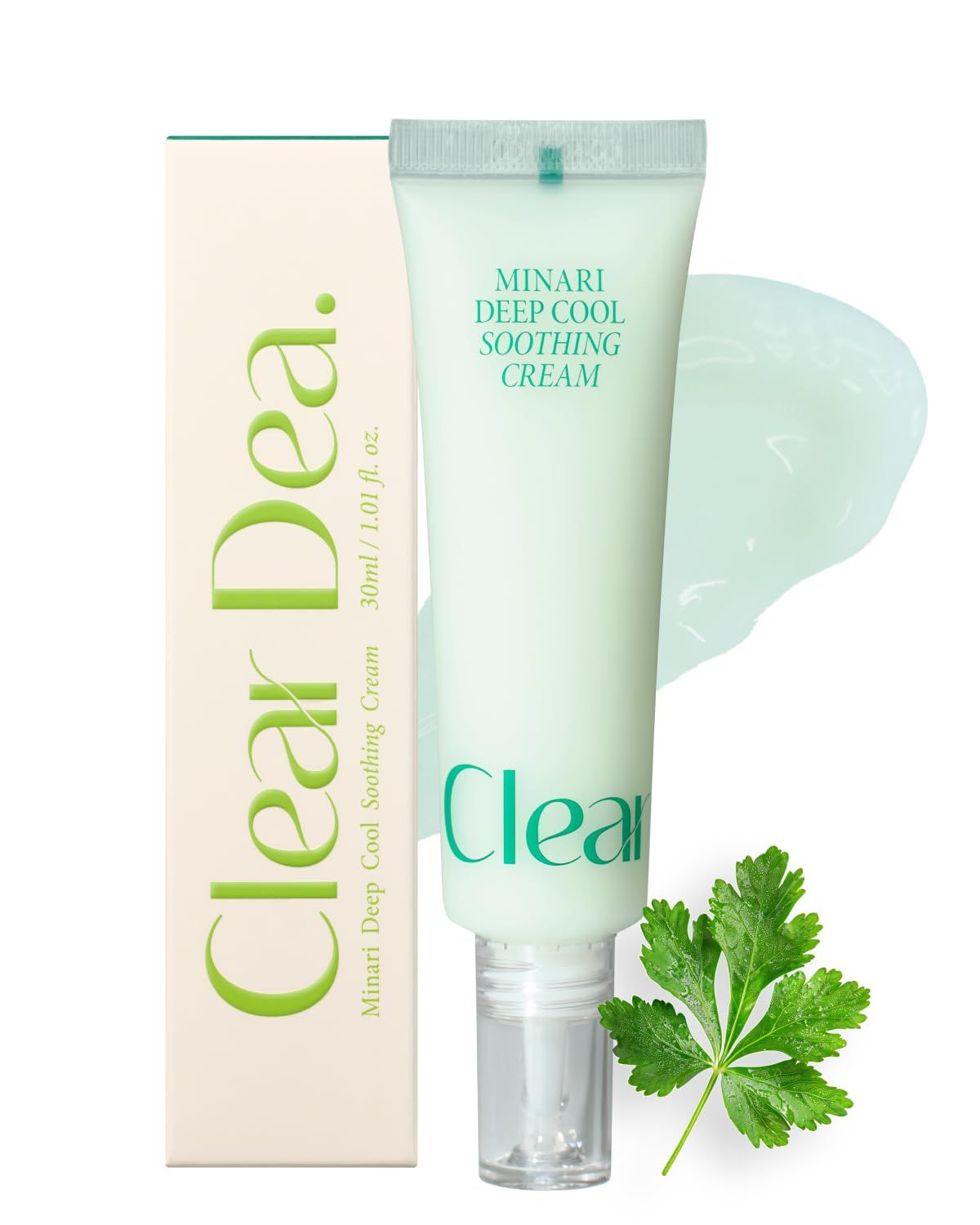 ClearDea Minari Deep Cool Soothing Cream for face - K-Beauty Hydrating &amp; Cooling Moisturizer with Korean Water Parsley, Green Tea, Mugwort &amp; Lemon Balm Extracts, 30ml/1.01oz