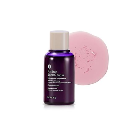 Blithe Patting Splash Mask Exfoliating Face Wash Rejuvenating Purple Berry - Facial Exfoliator with Castor Oil &amp; Lactic Acid for Blemished Dry Skin, K Beauty Elasticity &amp; Firming 2.3 Fl Oz