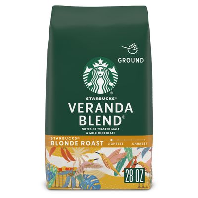 Starbucks Ground Coffee, Starbucks Blonde Roast Coffee, Veranda Blend, 100% Arabica, 1 bag (28 oz)
