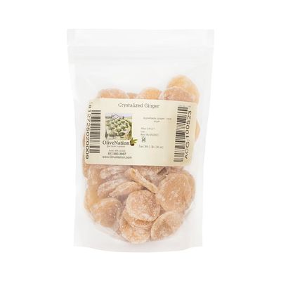OliveNation Crystalized Ginger Slices, Sweet and Spicy Candied Ginger, Kosher, Gluten Free, Vegan - 8 oz