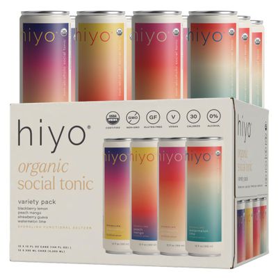 Hiyo Organic Social Tonic - Variety Pack, 12 Pack - N.A. Functional Seltzer, Sparkling Water Crafted with Organic Adaptogens, Nootropics &amp; Botanicals