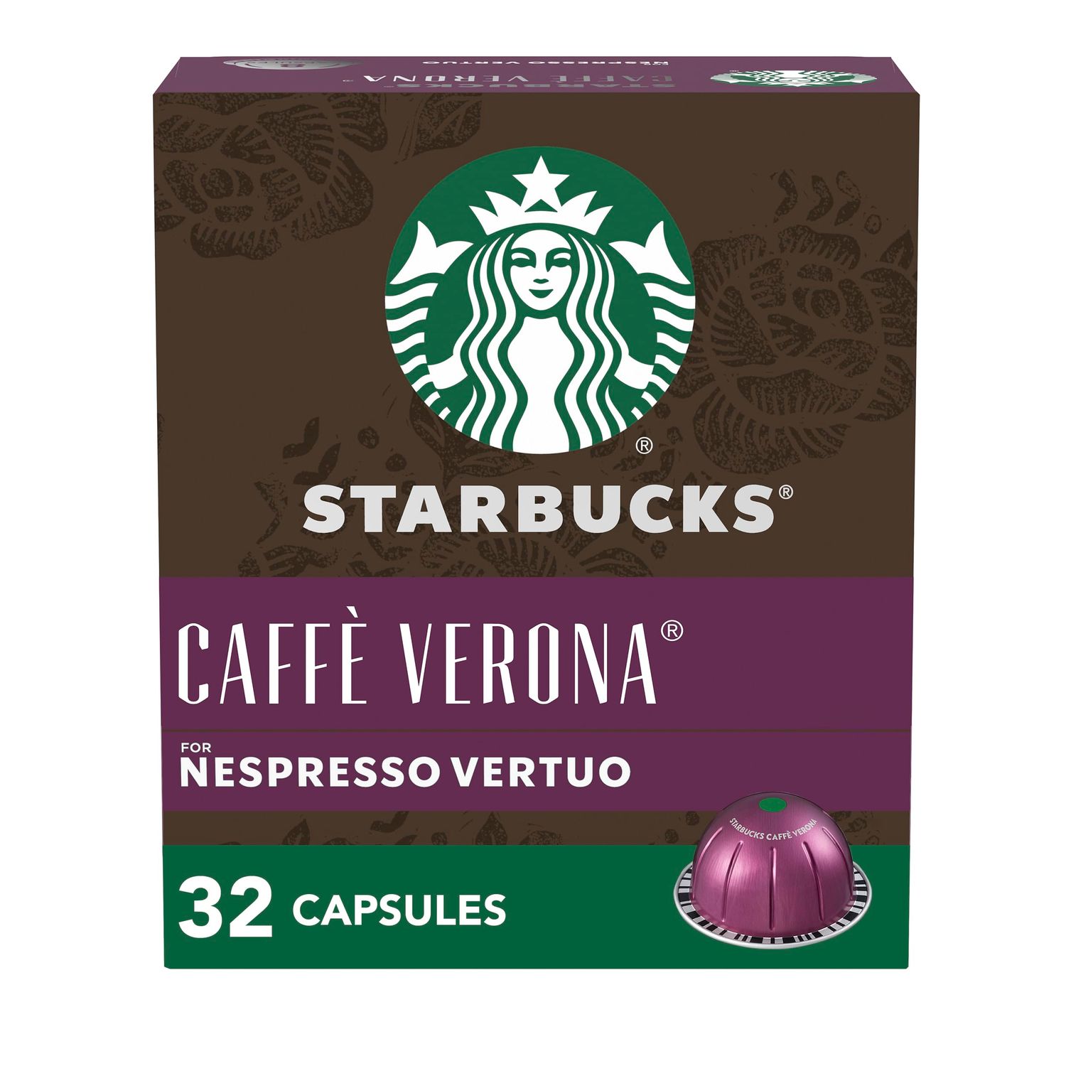 Starbucks by Nespresso Vertuo, Caff Verona Dark Roast Coffee, 32-count Coffee Pods, Brews 7.8 oz.