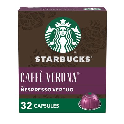 Starbucks by Nespresso Vertuo, Caff Verona Dark Roast Coffee, 32-count Coffee Pods, Brews 7.8 oz.