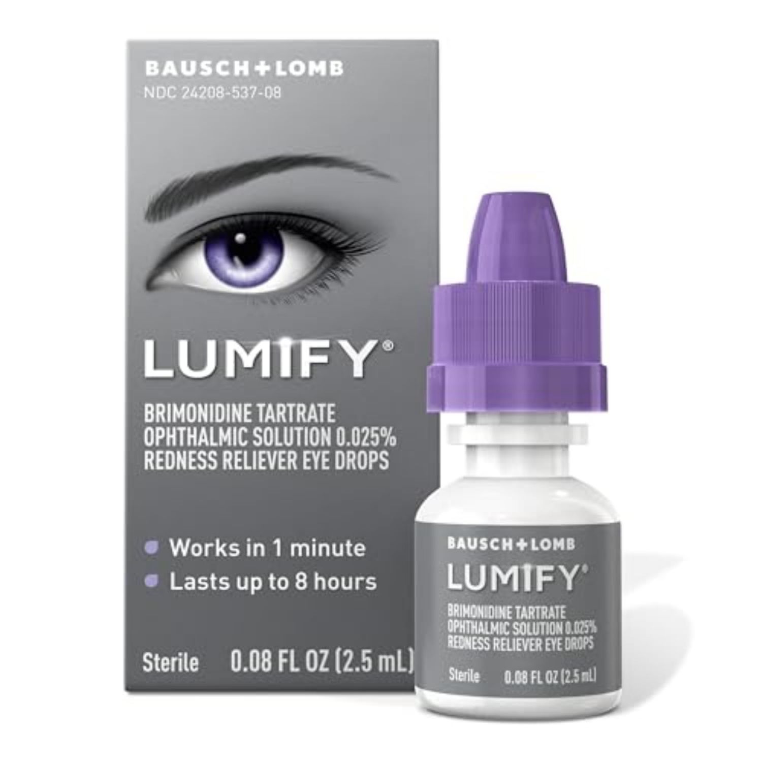 LUMIFY Redness Reliever Eye Drops, For Whiter &amp; Brighter Looking Eyes, 0.08 Fl Oz (2.5 mL)