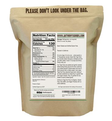 Anthony's Organic Tiger Nut Flour, 1 lb, Gluten Free, Non GMO, Paleo Friendly