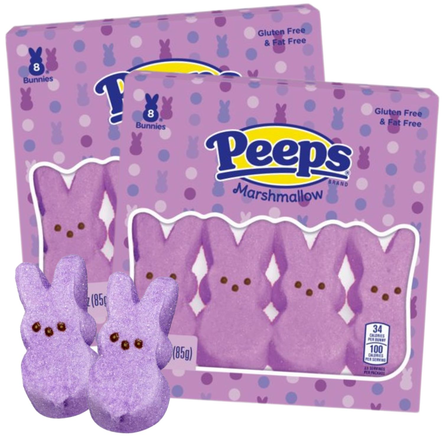 Needzo Purple Easter Bunny Marshmallow Candy, 3 Ounce (Pack of 2)