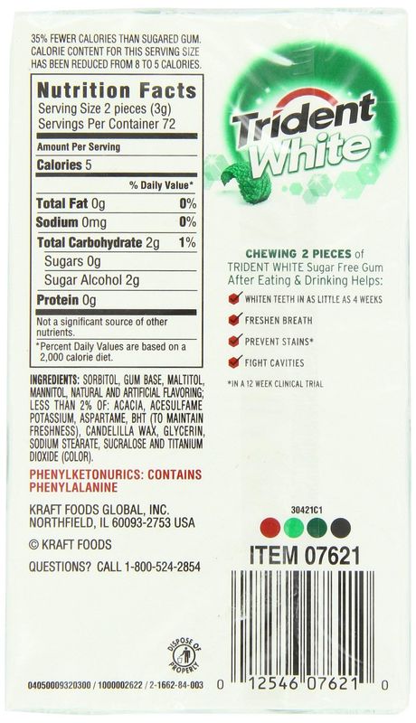 Trident White Gum - Spearmint - 9 Count