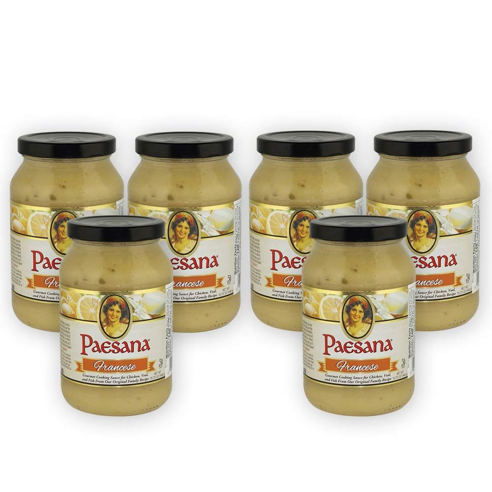 Paesana Francese Gourmet Cooking Sauce - Simmer Sauce made with White Wine - Great with Chicken or Veal, Fish. Kosher Dairy. 15.75 oz. Jar - Packed in USA (6 Pack)